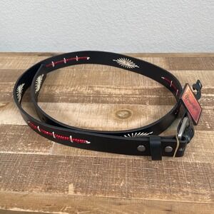 New Wrangler Leather Beaded Belt‎ Womens XL Black Southwestern Native
